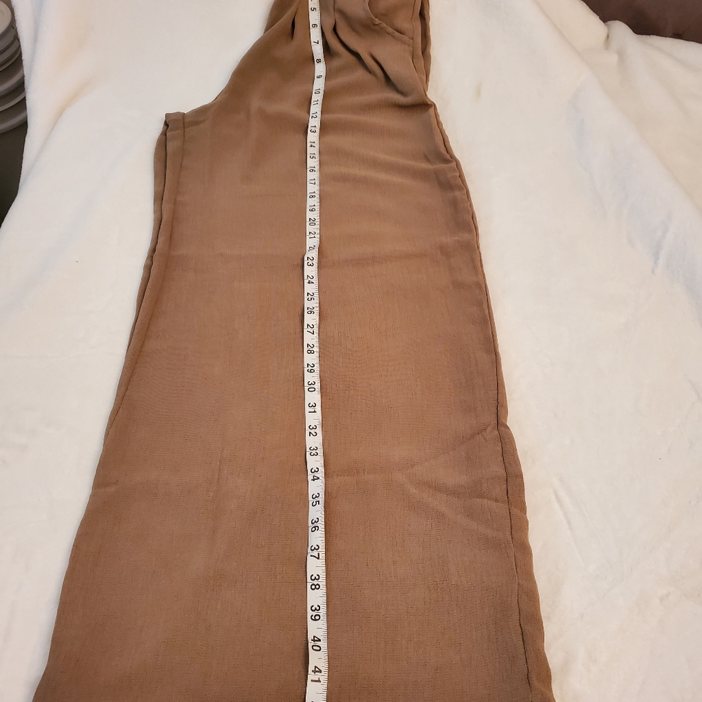 #128 LAST CHANCE! 🛑L Mocha Khaki Fabulous Boho Wide Leg Solid Pleated Pants - Picture 9 of 11